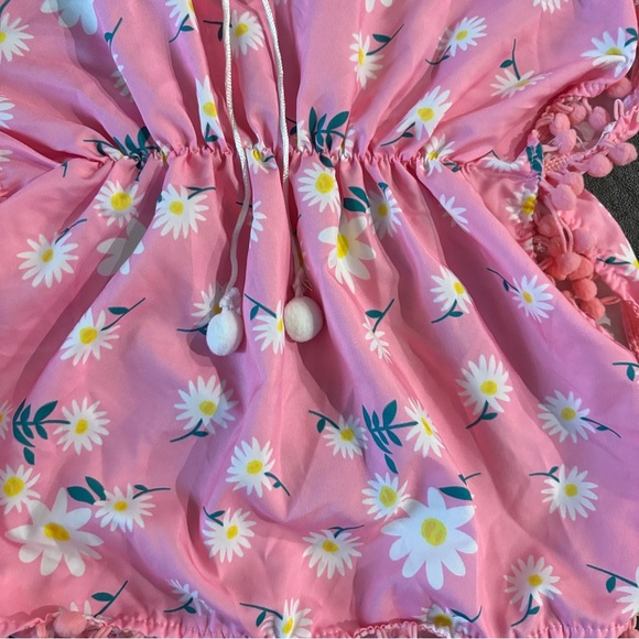 Baby Pink Floral Swim Coverup and Swimcap - Picture 2 of 9